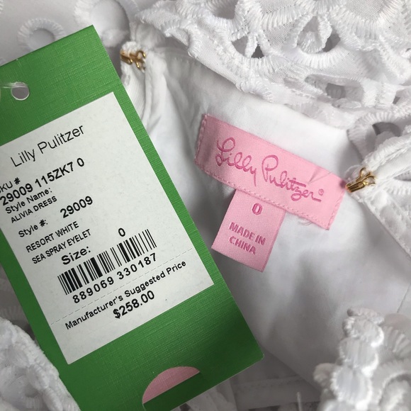 NWT LILLY PULITZER Alivia White Sleeveless Mini Dress Size 0 Eyelet Lace Formal - Picture 8 of 8
